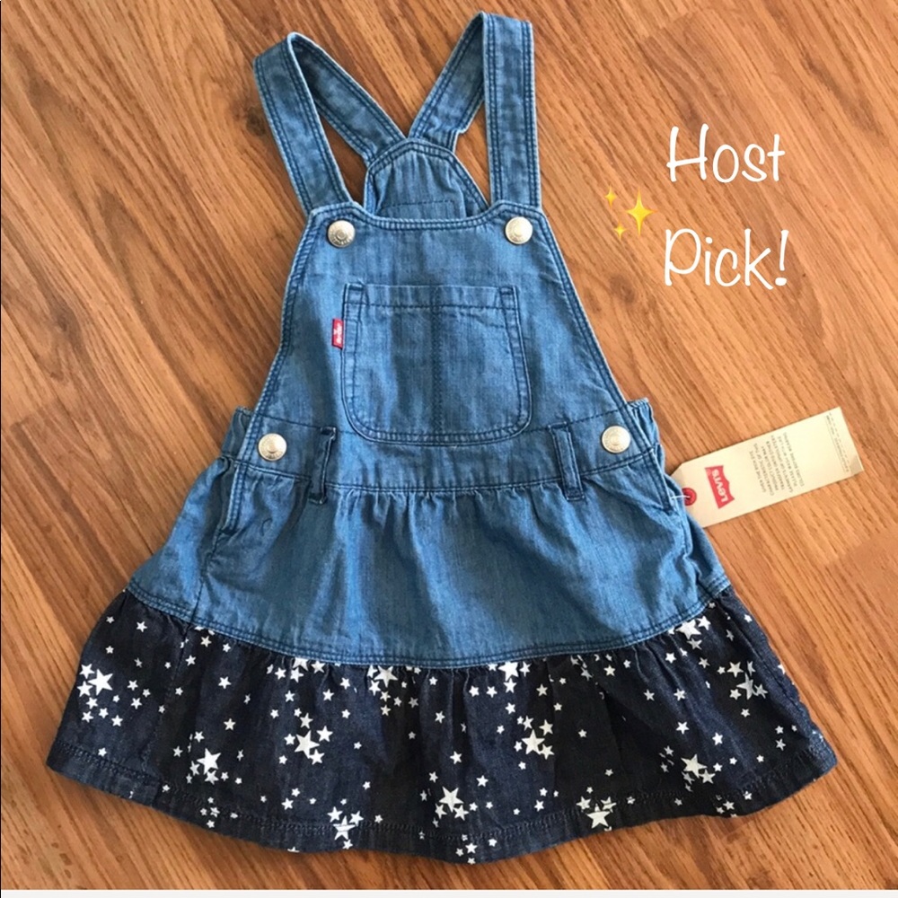 NWT Levi’s little girls DENIM DRESS WITH STARS - Picture 1 of 5